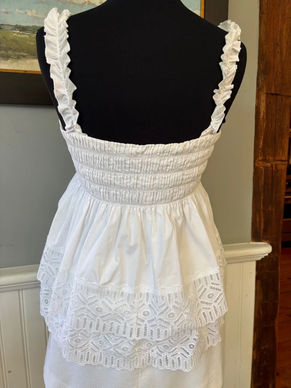 Tory Burch 'Georgette' Eyelet White Tank Top